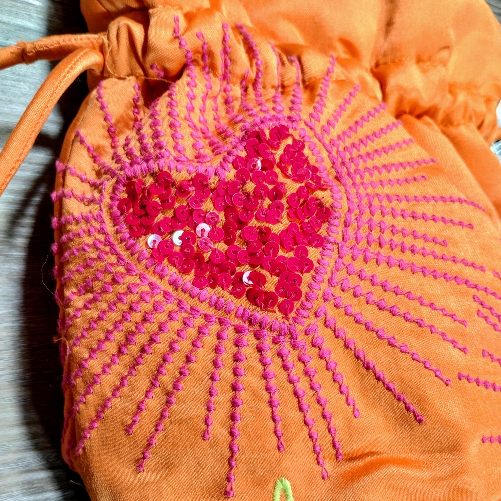 NWT Never Fully Dressed Genesis Pouch Bag Orange Sunburst Sequin Crossbody Bag - Picture 5 of 12